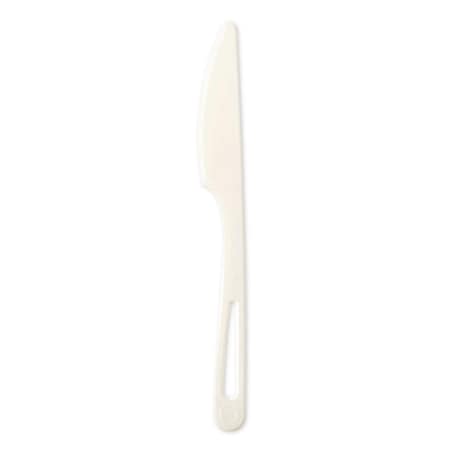 World Centric TPLA Compostable Cutlery, Knife, 6.7" White, 1000PK KNPS6
